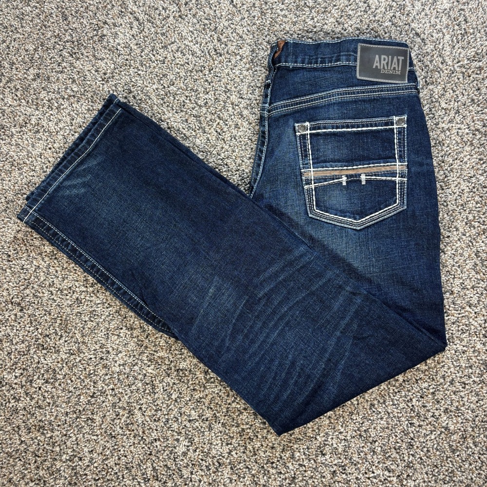 Ariat M5 Men's 35x34 Straight Leg Jeans Dark Wash Nightingale Blue Denim